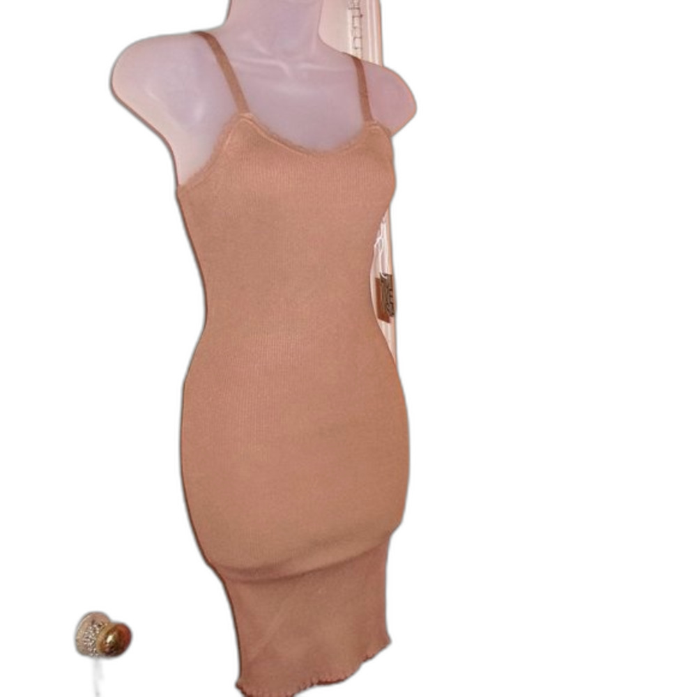 Active USA Large Khaki Knit Bodycon Dress NWT